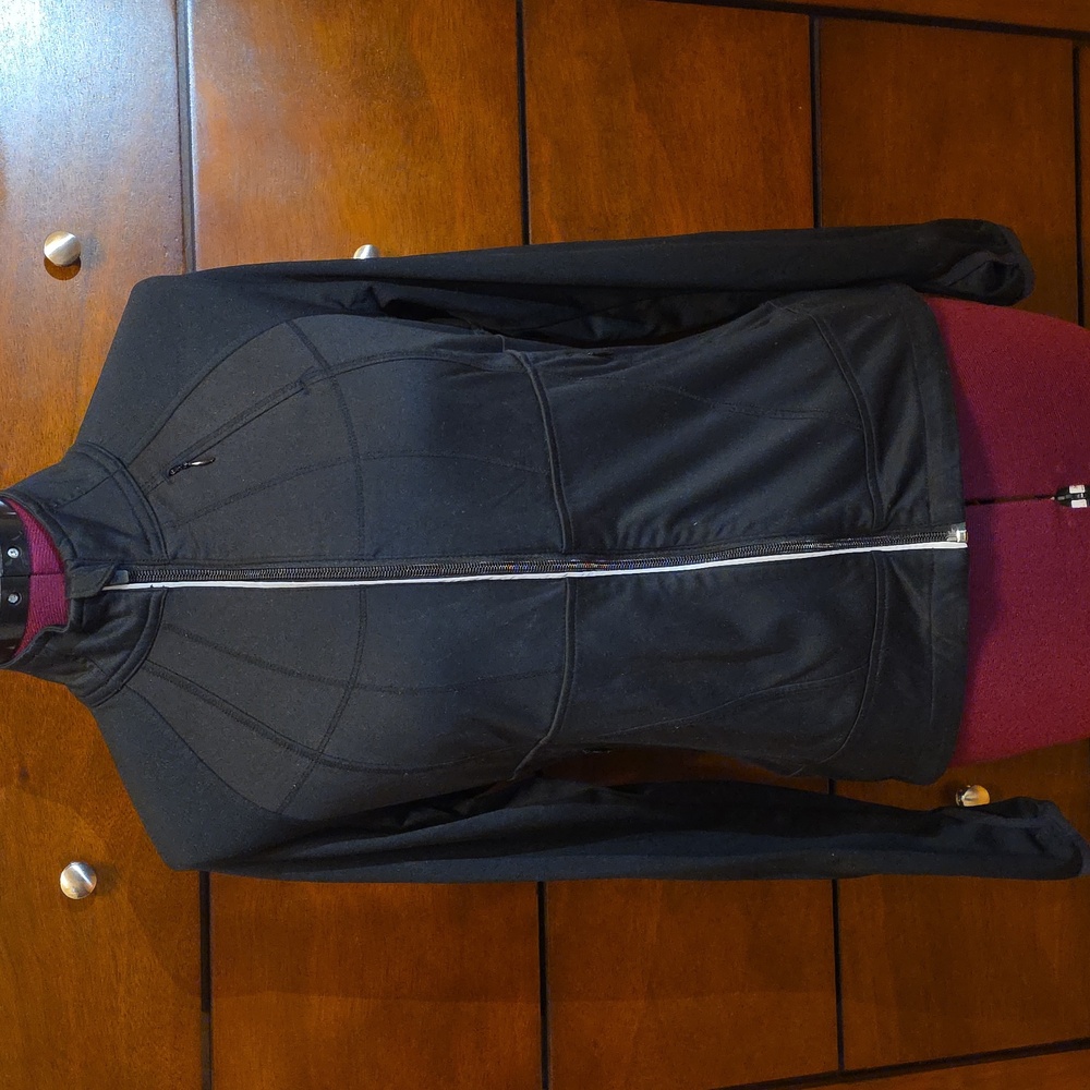 Athleta Athletic Track Jacket, Solid Black, Reflective Stripe, Size S